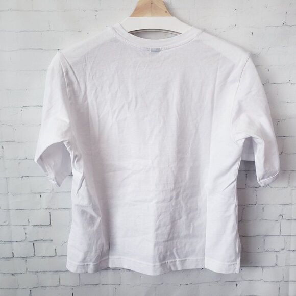 Adidas Tri Arch Tee Size XS White Spell Out Logo Womens Slightly Cropped NEW - Picture 6 of 7